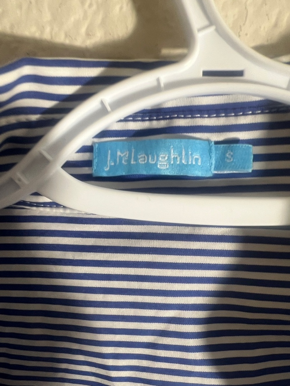 J. McLaughlin 100% cotton belted Shirt Dress Striped Blue Striped Sz S Coastal - Picture 6 of 11